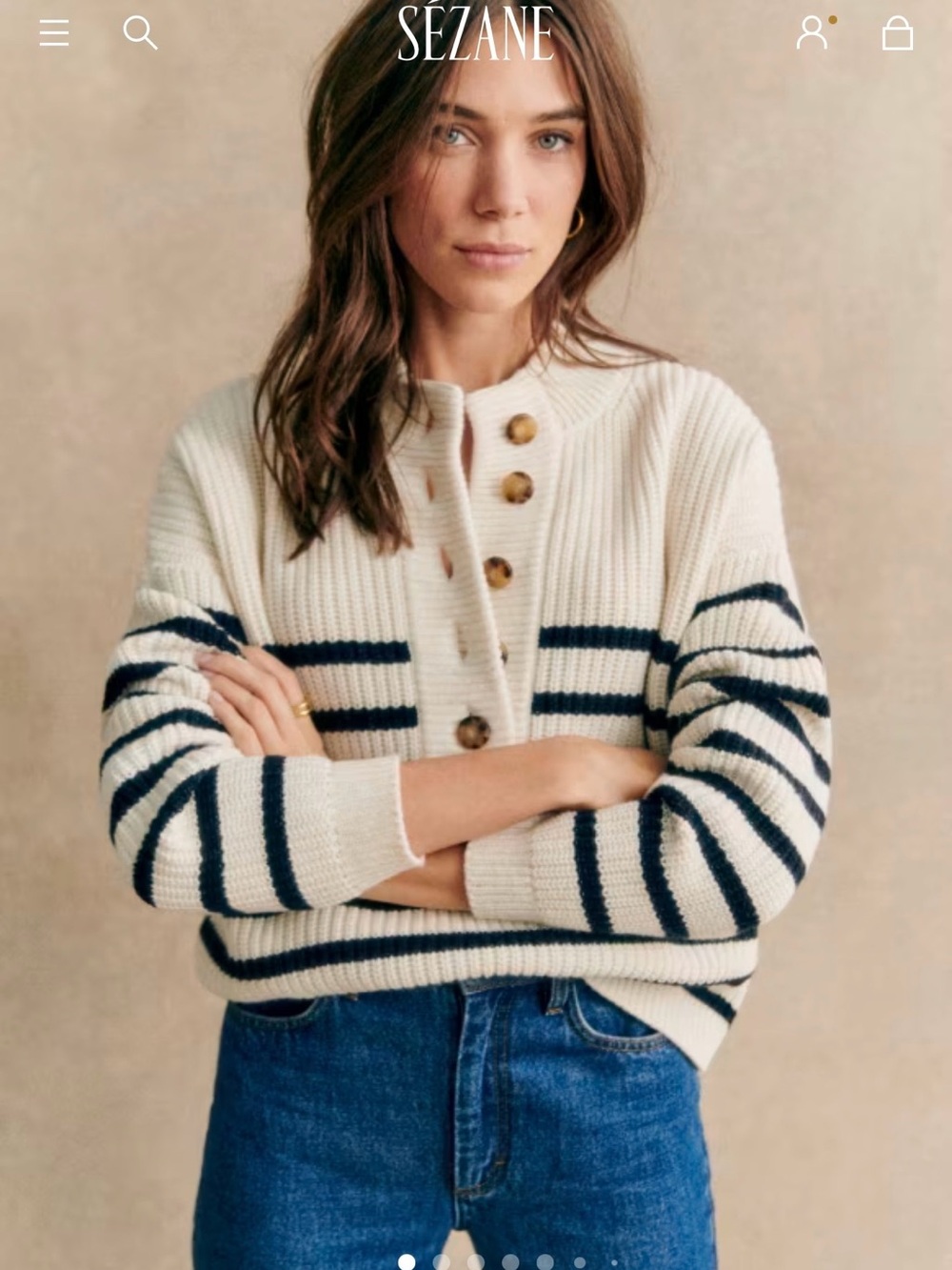Sézane Lucas Jumper ecru/navy